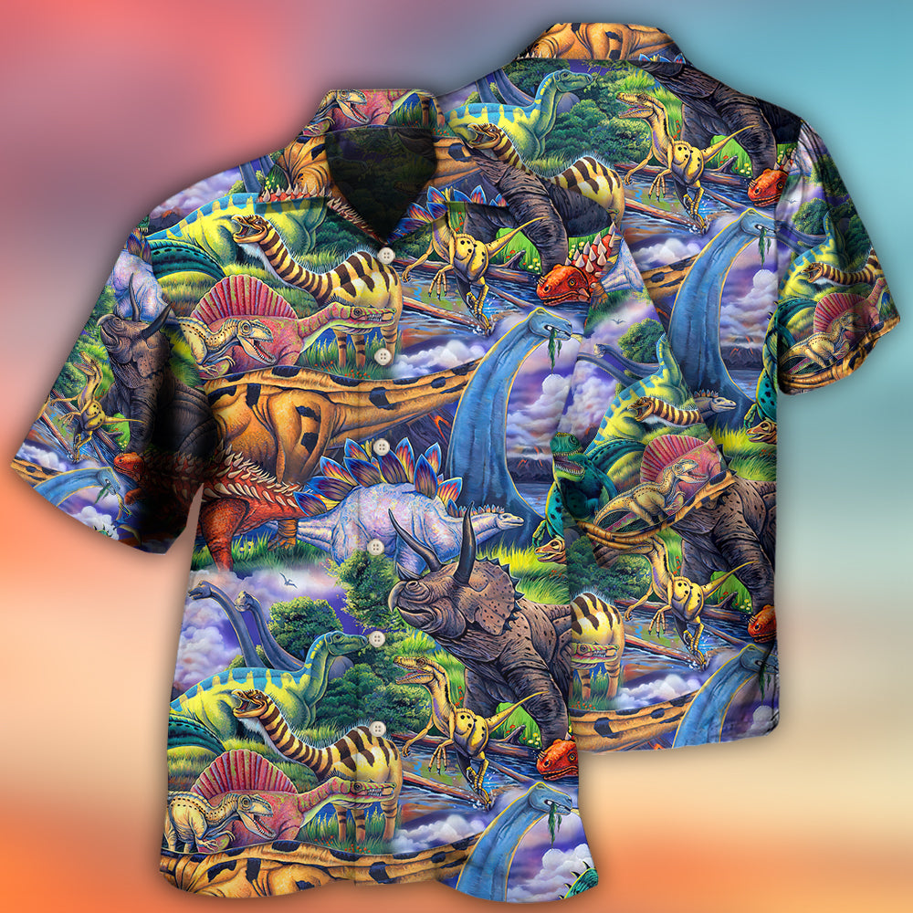 Dinosaur Art Coloful Style - Hawaiian Shirt 