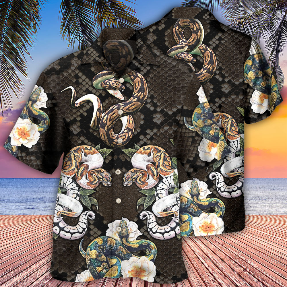 Snake Ball Python Flower Tropical - Hawaiian Shirt 