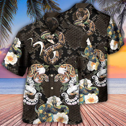 Snake Ball Python Flower Tropical - Hawaiian Shirt 