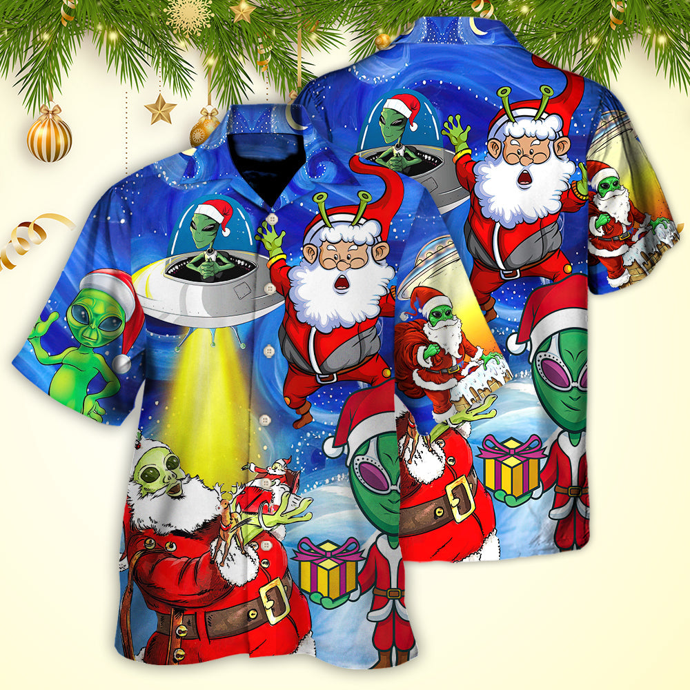 Christmas Santa Is An Alien Magic Night Funny - Hawaiian Shirt 