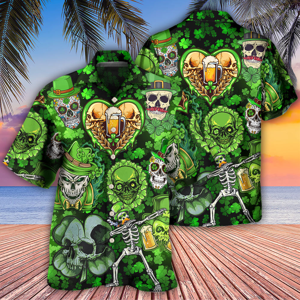 Skull St Patricks Day Art - Hawaiian Shirt 