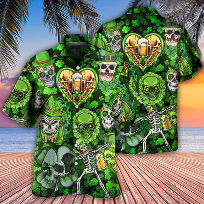 Skull St Patricks Day Art - Hawaiian Shirt 