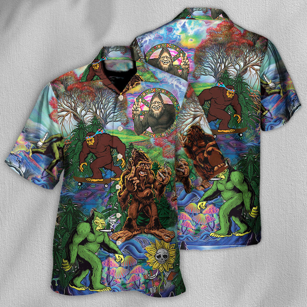 Hippie Bigfoot Peace Life Color Amazing - Unisex Hawaiian Shirt For Men and Women