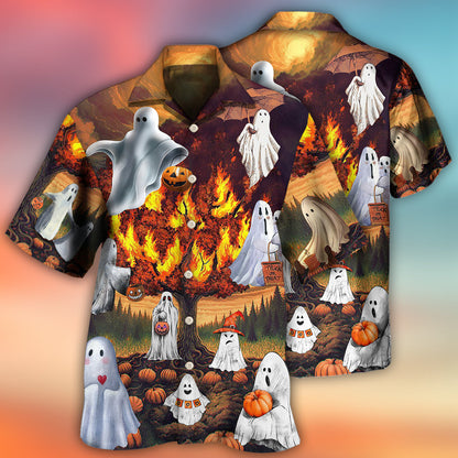Halloween Boo Pumpkin Burning Scary - Hawaiian Shirt 