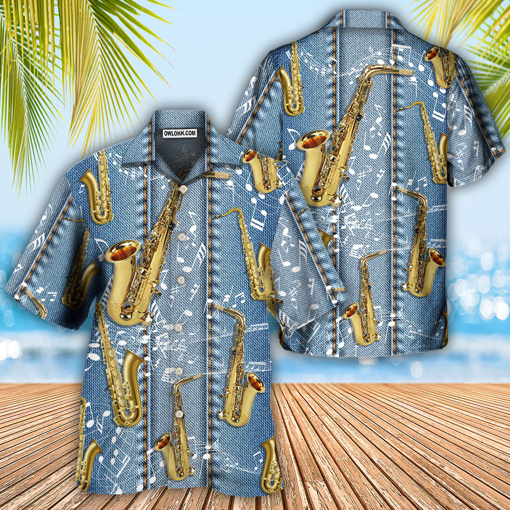 Saxophone Jeans Art Music Note - Hawaiian Shirt 