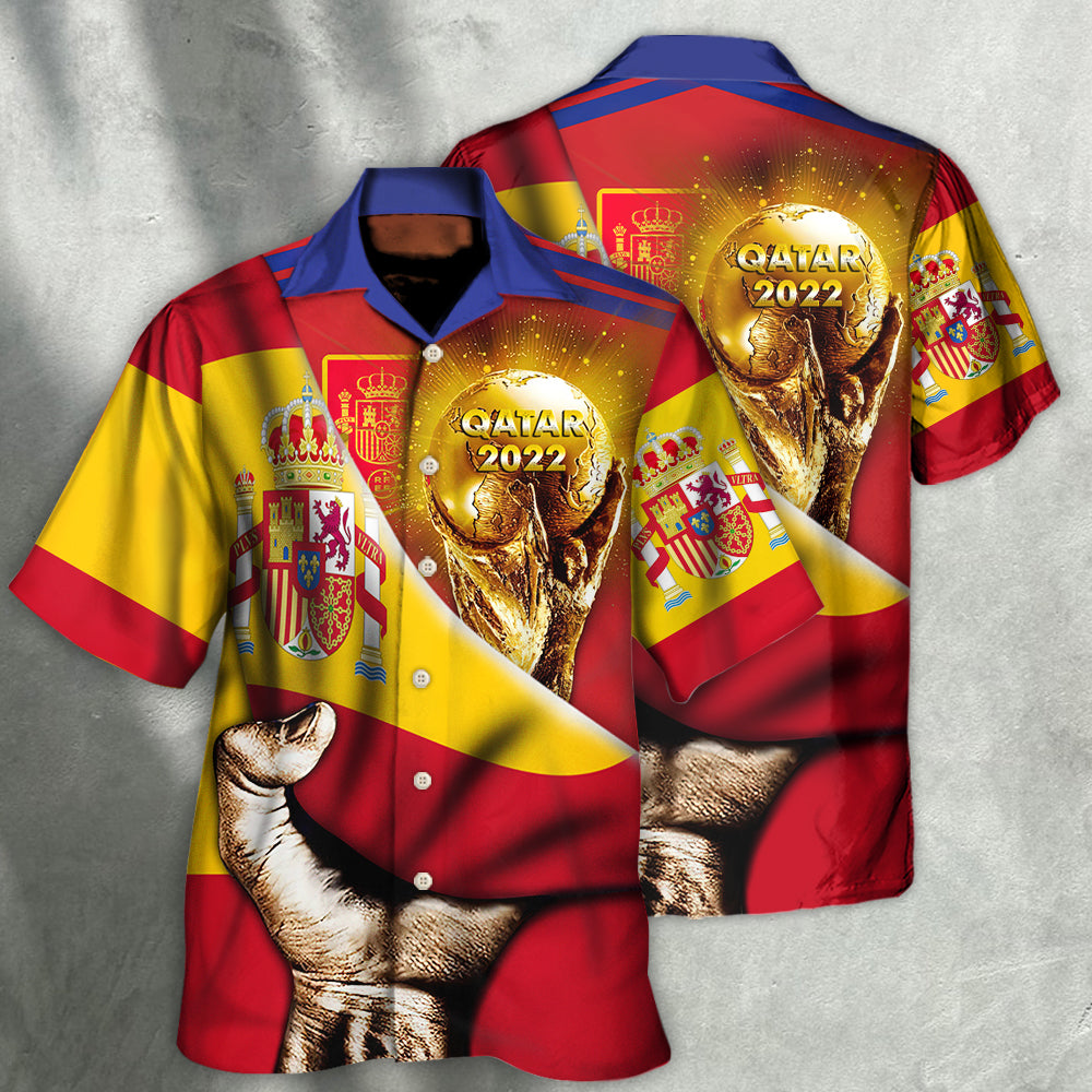World Cup Qatar 2022 Spain Will Be The Champion Flag Vintage - Hawaiian Shirt 