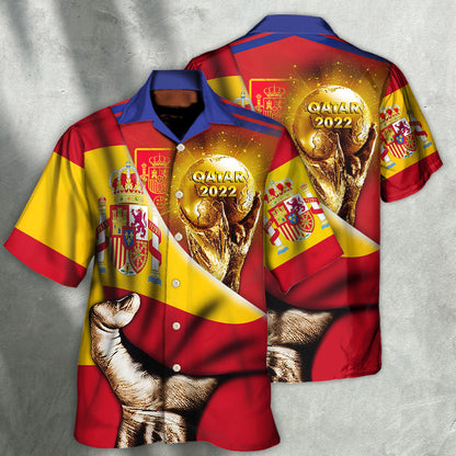 World Cup Qatar 2022 Spain Will Be The Champion Flag Vintage - Hawaiian Shirt 