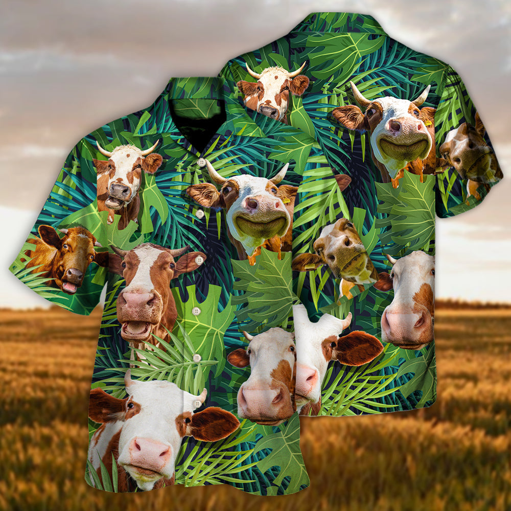 Cow Face Troll Funny Lover Cattle Tropical Style - Hawaiian Shirt 