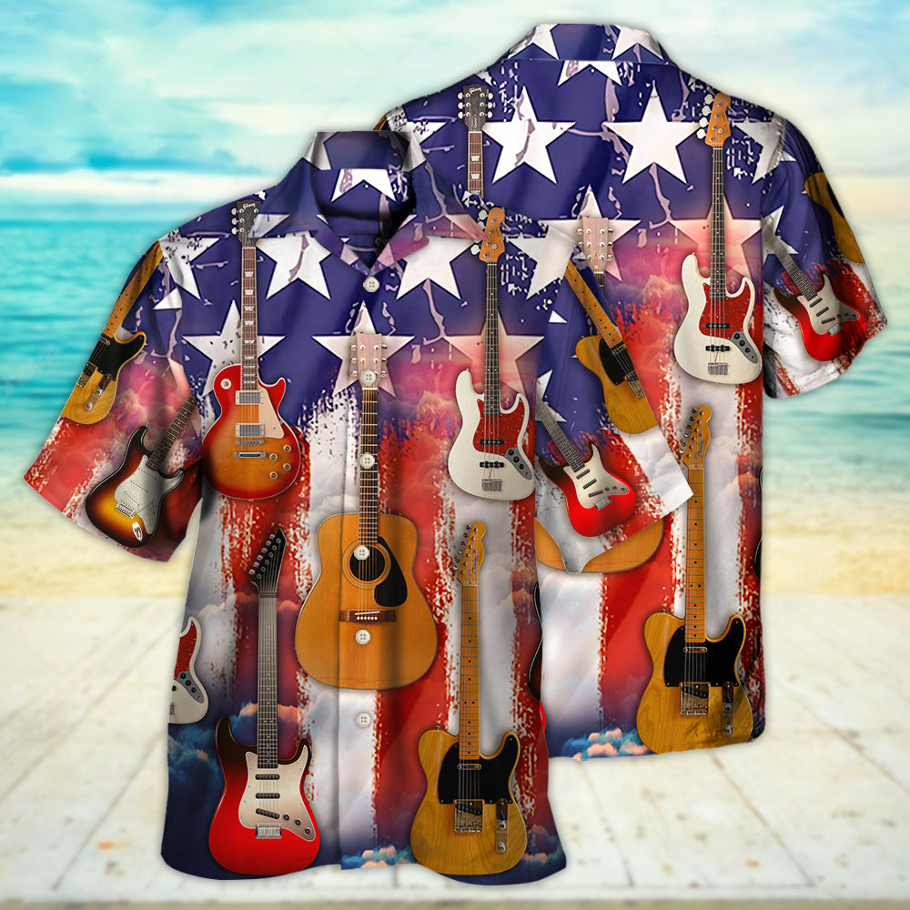 Guitar Independence Day Star America - Hawaiian Shirt 