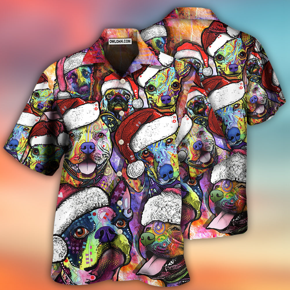Dog Christmas Colorful Art Style - Hawaiian Shirt 