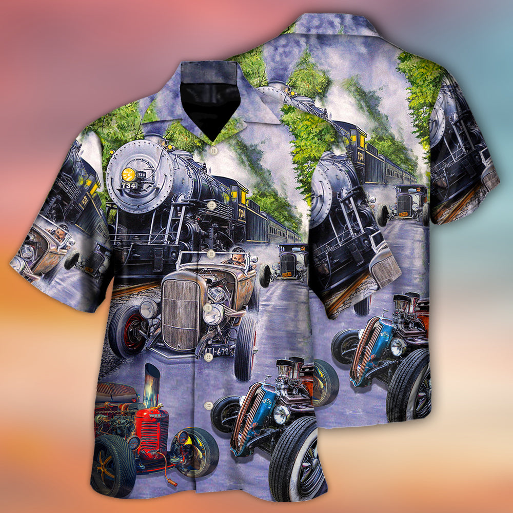 Hot Rod Racing Train Cool Art Style - Hawaiian Shirt 
