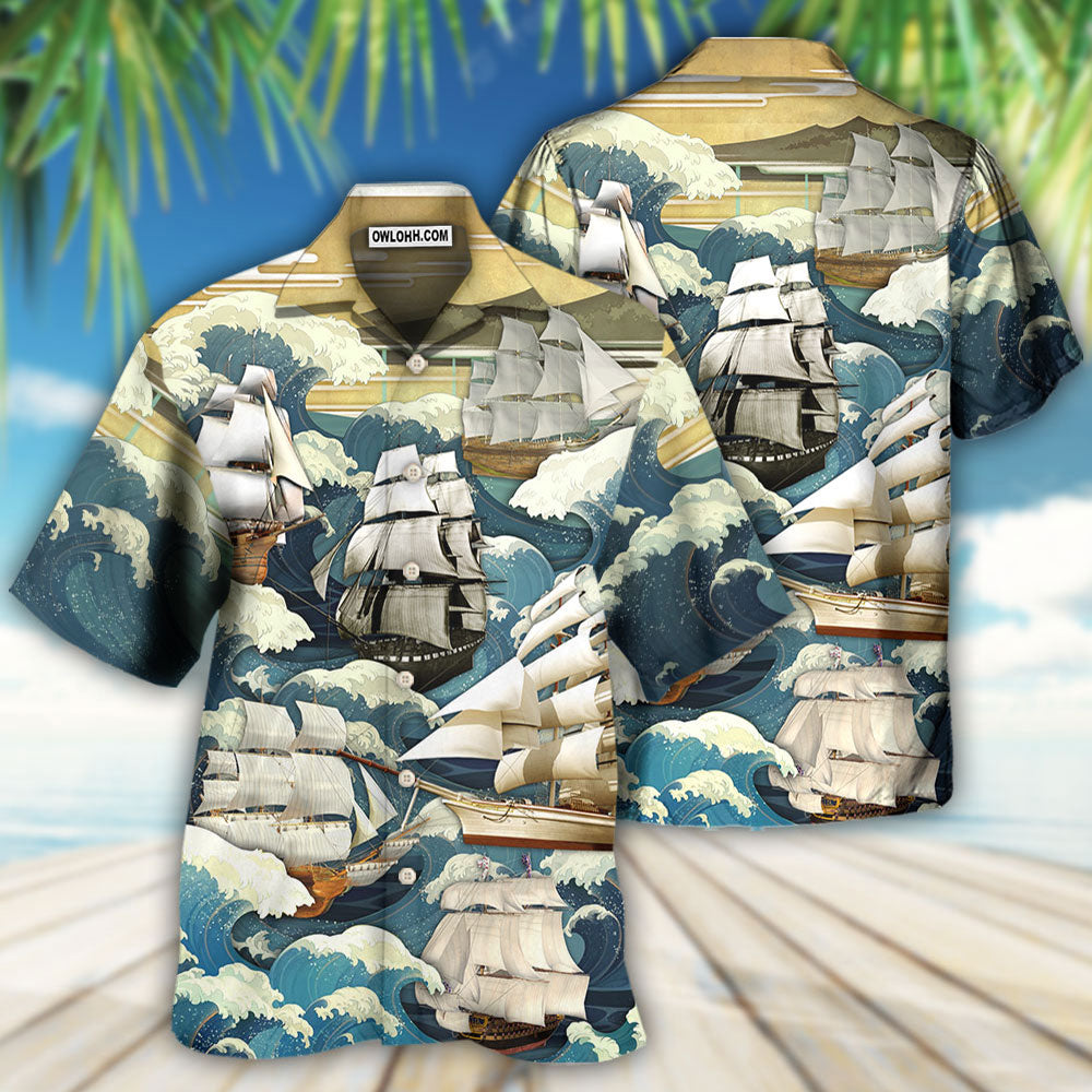 Sailing Wave Art Vintage - Hawaiian Shirt 