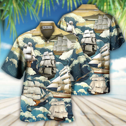 Sailing Wave Art Vintage - Hawaiian Shirt 