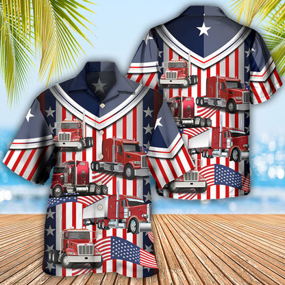 Truck USA Flag Trucker - Hawaiian Shirt 