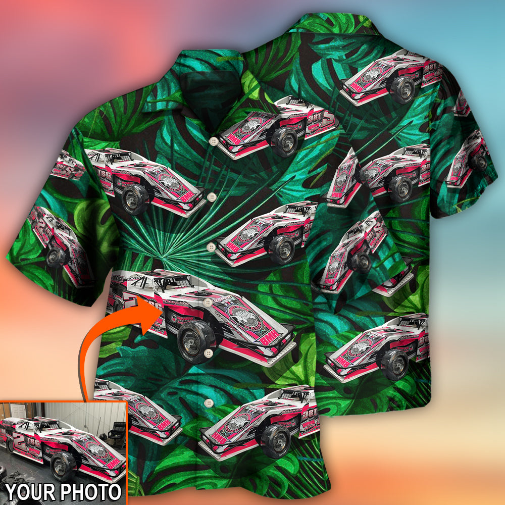 Car Dirty Track Racing Tropical Flower Custom Photo - Hawaiian Shirt 
