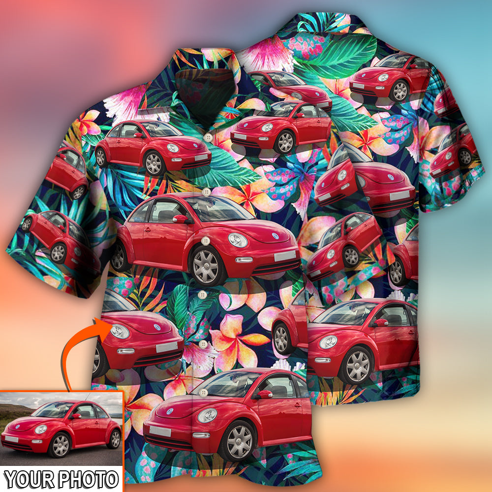 Car Beetle Car Luxury Tropical Flower Custom Photo - Hawaiian Shirt 