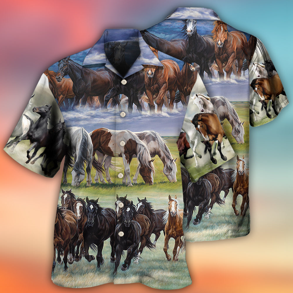 Horse Running Cool Painting Style - Hawaiian Shirt 