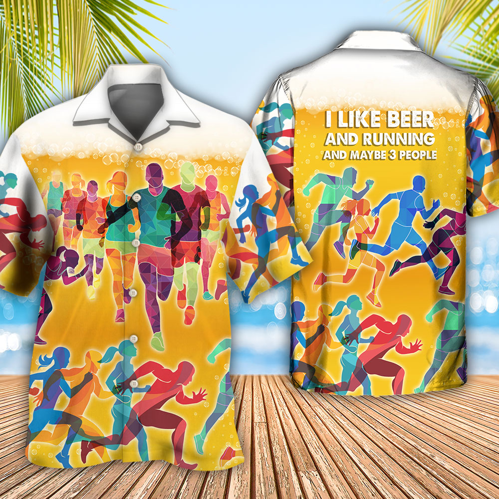 Beer I Like Beer And Running - Hawaiian Shirt 