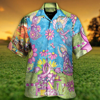Breast Cancer Courage Angel With Pink Ribbon - Hawaiian Shirt 