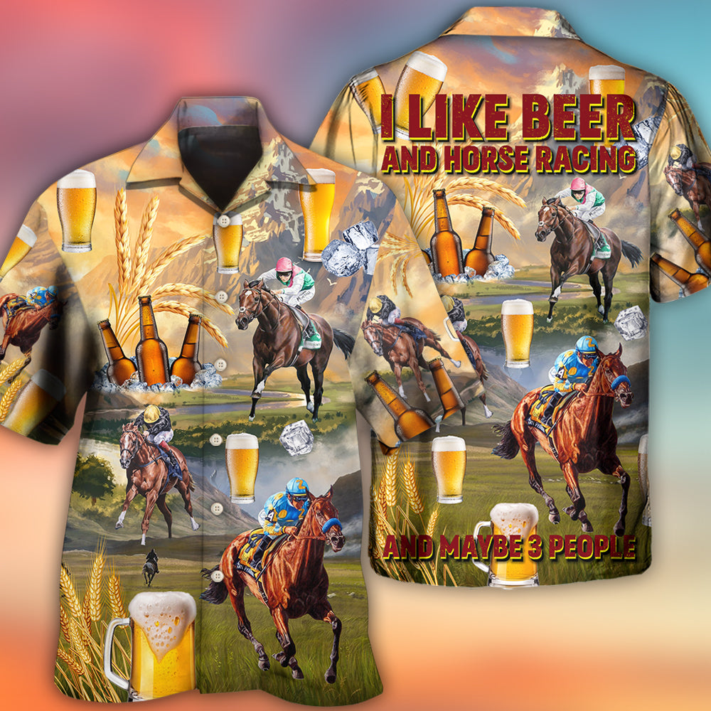 Beer And Horse Racing On The Steppe - Hawaiian Shirt 