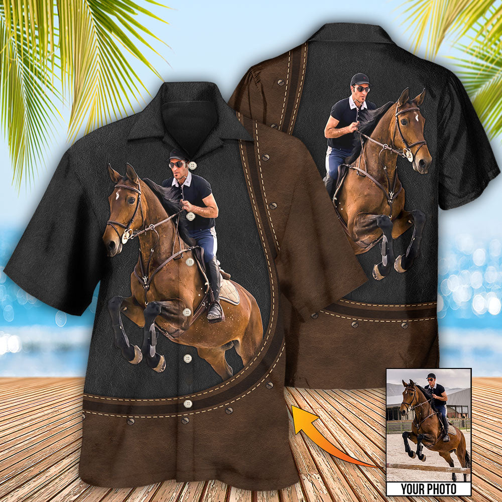 Horse Riding Horse Leather Style Custom Photo - Hawaiian Shirt 