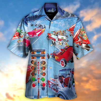 Christmas Santa Claus Start Drag Racing Light - Hawaiian Shirt 