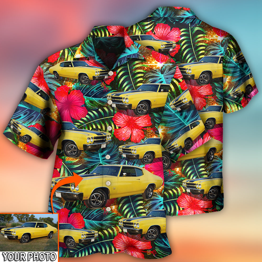 Car Chevelle Car Cool Tropical Flower Custom Photo - Hawaiian Shirt 