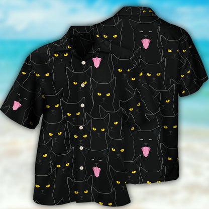 Black Cat Lovely Looking At You - Hawaiian Shirt 