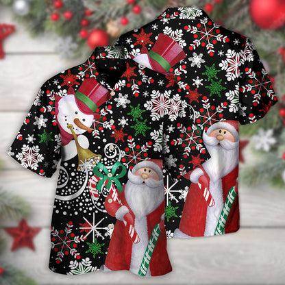 Christmas Snowyday With Santa And Snowman - Hawaiian Shirt 