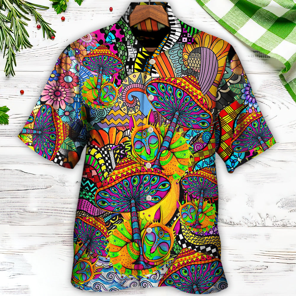 Hippie Peace Life Color Floral Style - Hawaiian Shirt 
