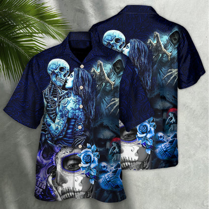 Skull Death Love In Heart - Hawaiian Shirt 