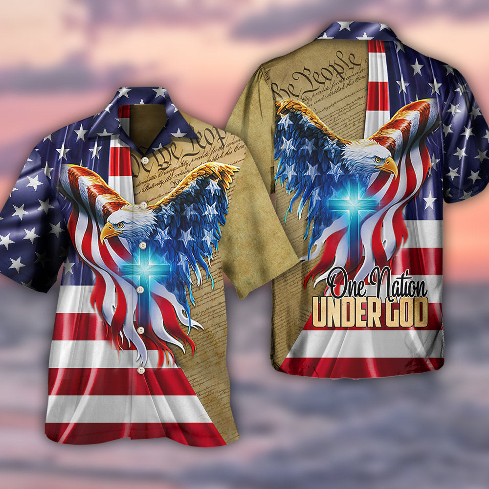 Eagle Cross One Nation Under God - Hawaiian Shirt 