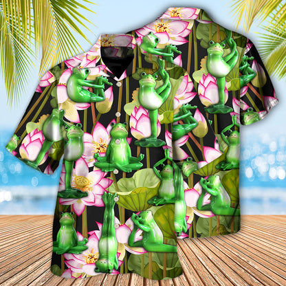 Yoga Frog And Lotus Tropical - Hawaiian Shirt 
