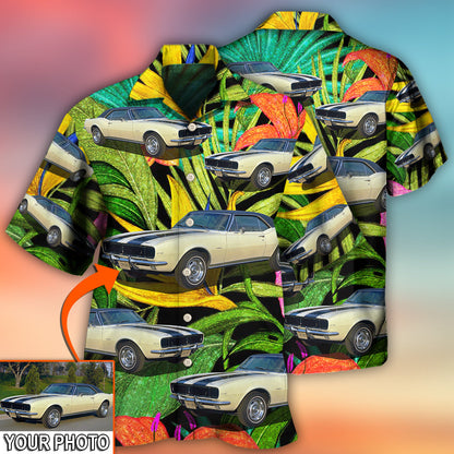 Car Camaro Car Classic Style Tropical Flower Custom Photo - Hawaiian Shirt 