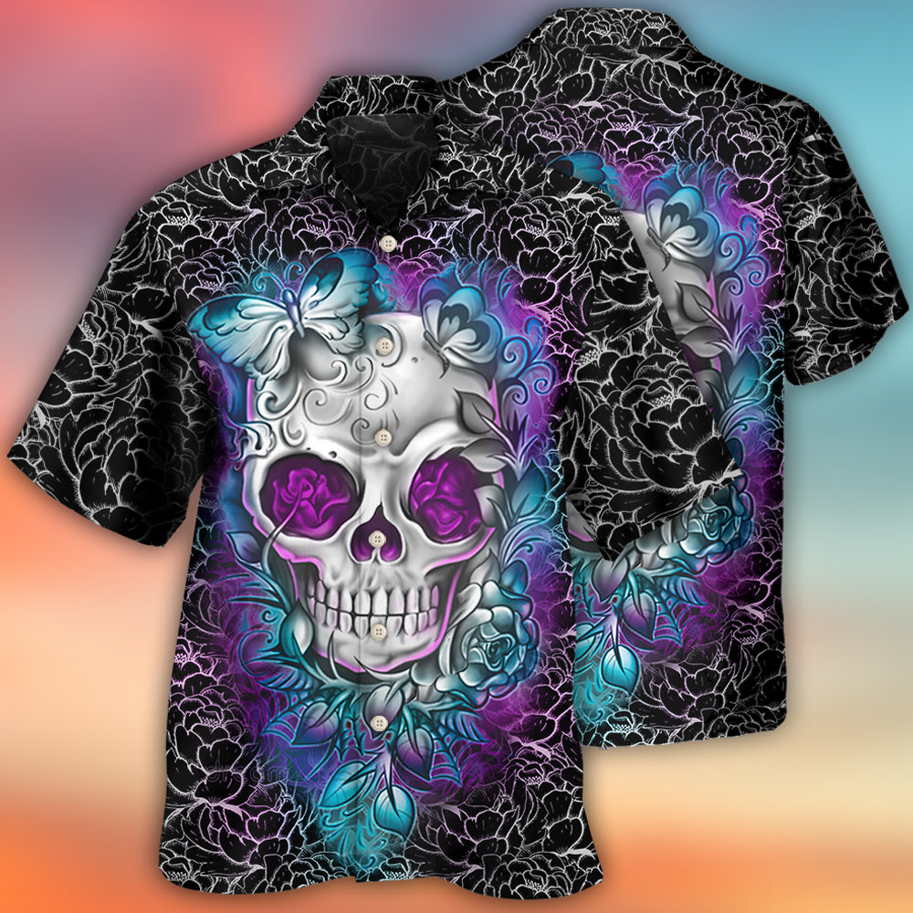 Skull Butterfly Lighting Flower Pattern - Hawaiian Shirt 
