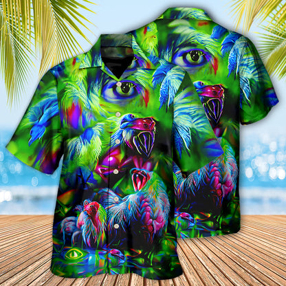 Chicken A Crowing Rooster Funny Neon - Hawaiian Shirt 