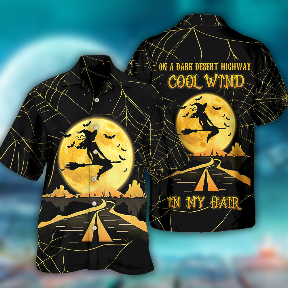 Halloween Witch On A Dark Desert Highway - Hawaiian Shirt 