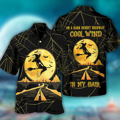 Halloween Witch On A Dark Desert Highway - Hawaiian Shirt 