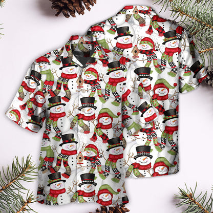 Christmas Snowman Family Happy Christmas - Hawaiian Shirt 