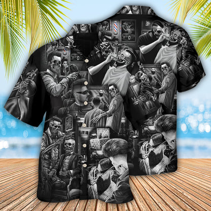Skull Barber Hairdresser Style - Hawaiian Shirt 