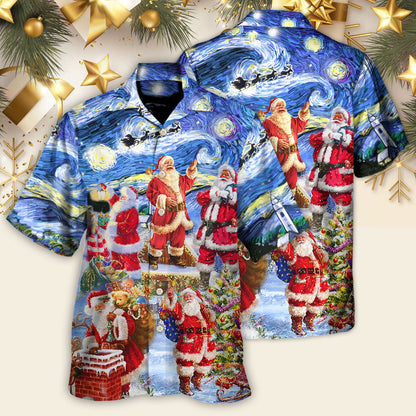 Christmas Santa Snow Night Merry Xmas - Hawaiian Shirt 