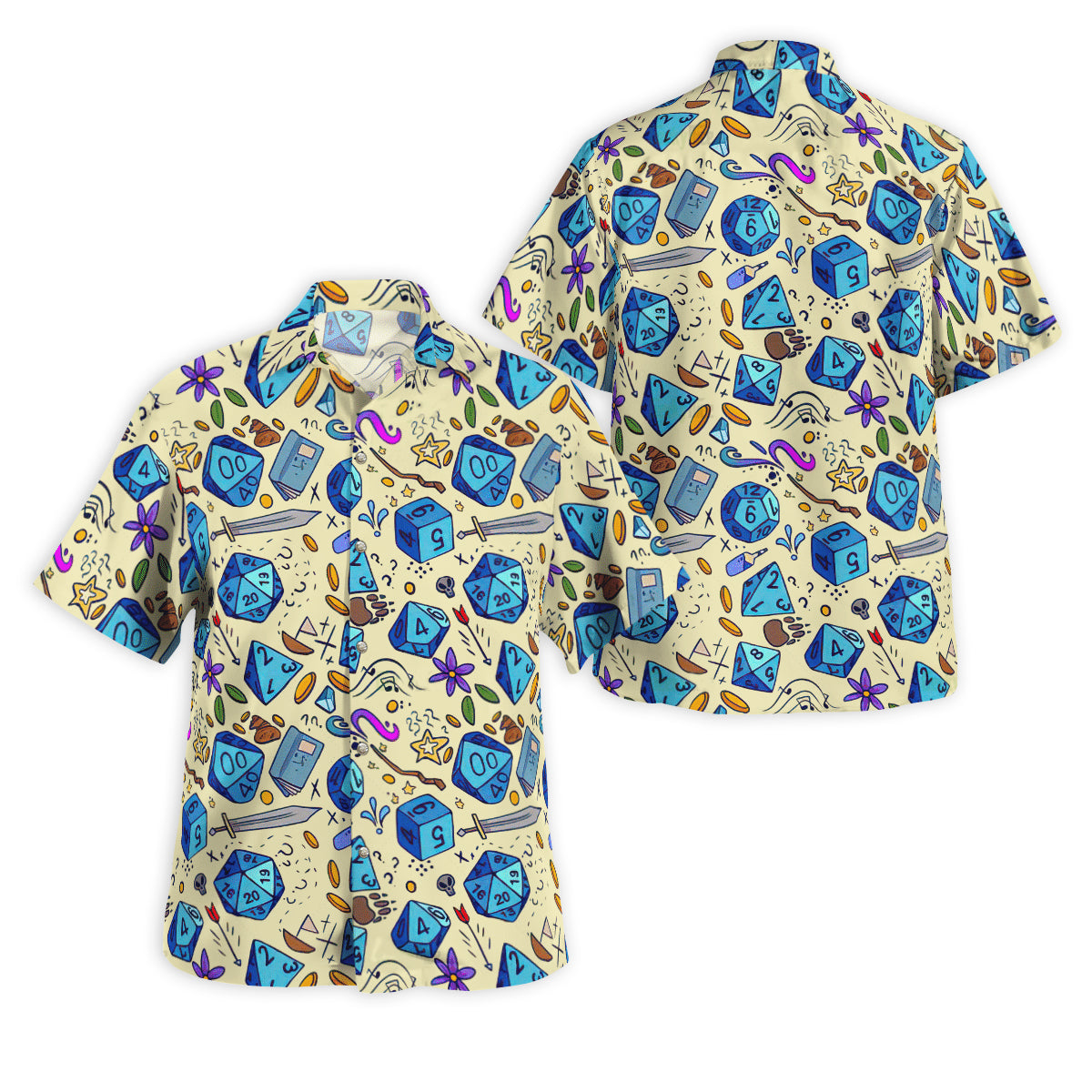 DnD Dice Sword Vintage Style - Hawaiian Shirt 