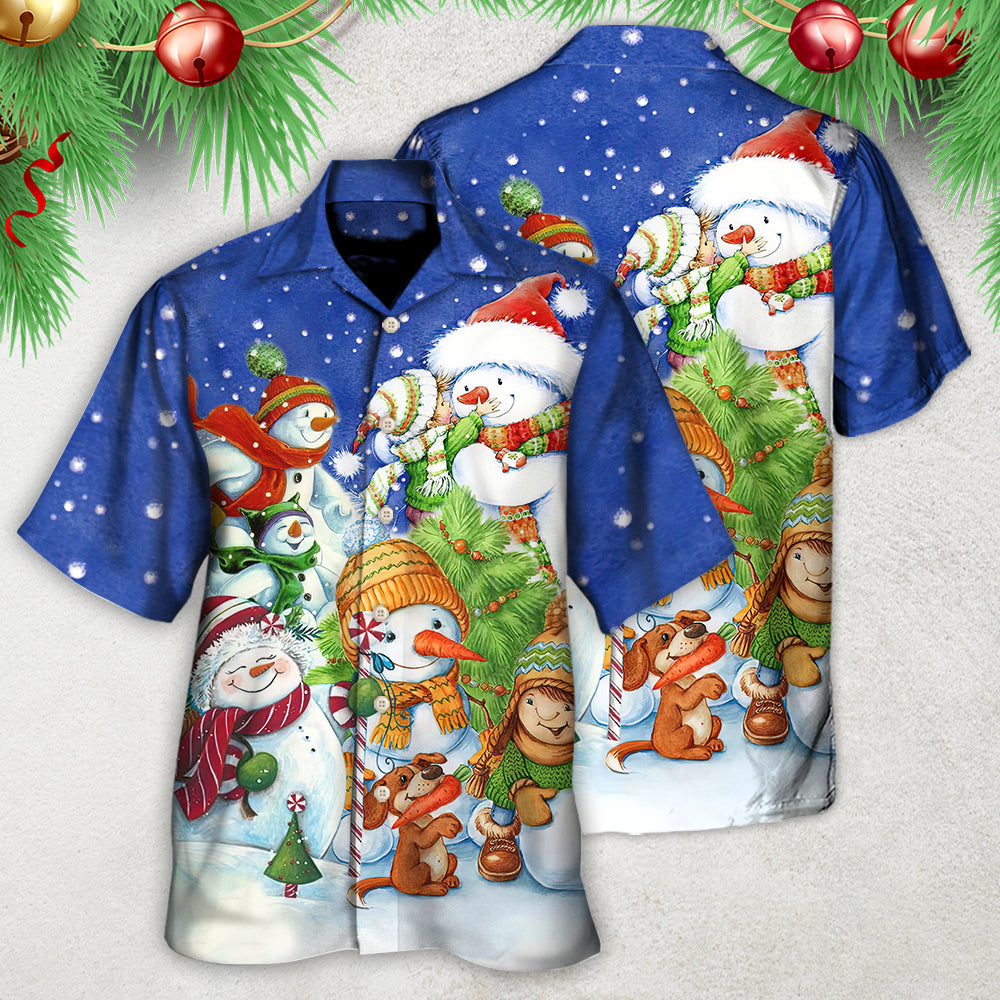 Christmas Snowman Merry Christmas Night - Hawaiian Shirt 