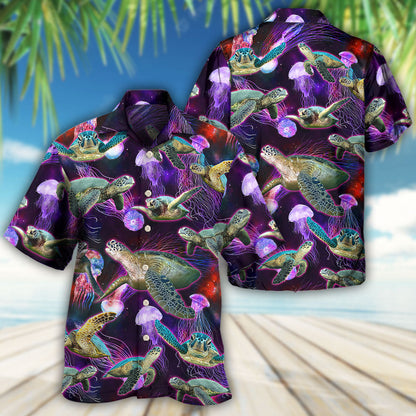 Turtle Neon Sea Art - Hawaiian Shirt 
