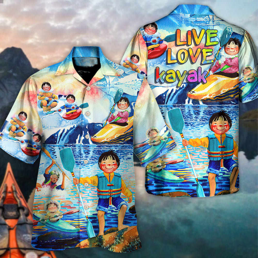Kayaking Funny Children Playing Kayaking Live Love Kayak Kayaking Lover - Unisex Hawaiian Shirt For Men and Women