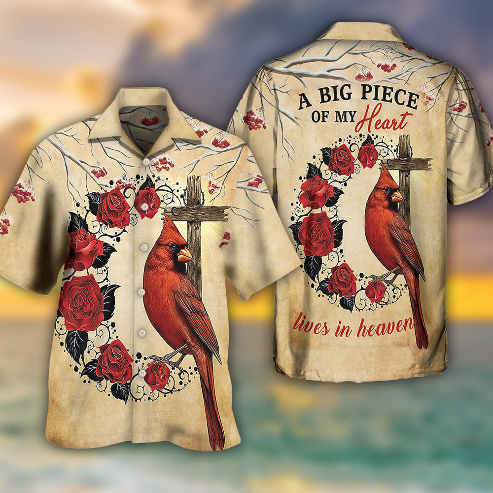 Cardinal A Big Piece Of My Heart Lives In Heaven - Hawaiian Shirt 