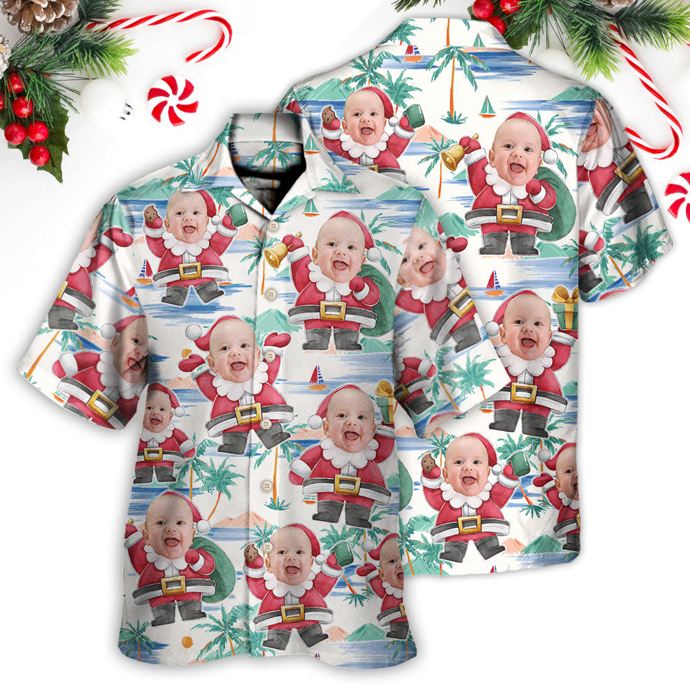 Christmas Santa Summer Beach Custom Photo - Hawaiian Shirt 