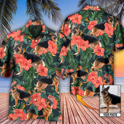 German Shepherd Tropical Custom Photo - Hawaiian Shirt 