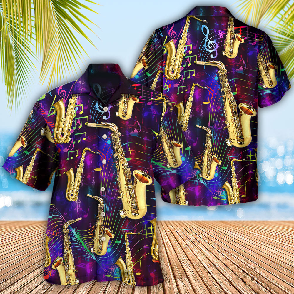 Saxophone Music Neon Art - Hawaiian Shirt 