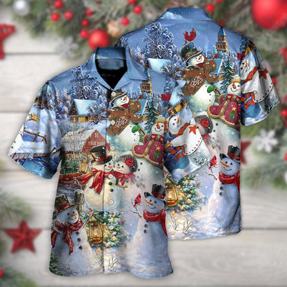 Christmas Snowman Lover Happy Couple Snowman - Hawaiian Shirt 